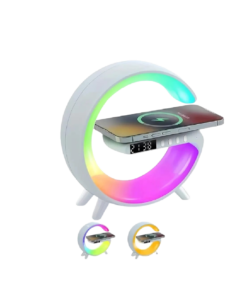 Smart LED Table Lamp, 4-in-1 Wireless Charger, Night Light, Alarm Clock, and Bluetooth Speaker with App Control for Bedroom, Office, and Home Décor