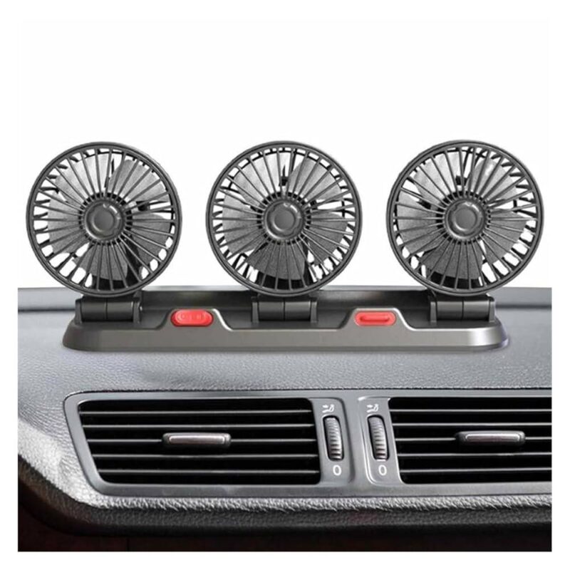 Triple Head Car Dashboard Fan – 360° Adjustable Cooling Fan with Dual Speed