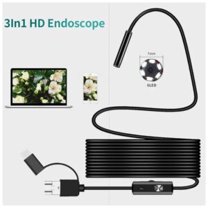 3-in-1 HD USB Endoscope Camera with 6 LED Lights